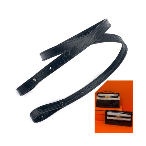 15mm Wide Black Embossing Crocodile Leather Shoulder Bag