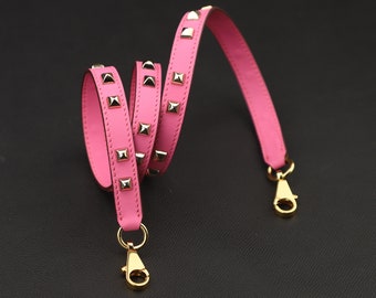 Mini Dog Carres Bag Strap 16mm Magnolia Pink Gold Hardware, swift leather kelly bag strap , kelly shoulder strap