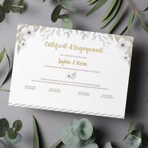 Eheurkunde für weltliche Zeremonie - Hochzeitsandenken - Heiratsurkunde - Verpflichtungsurkunde - Terrakotta, Eukalyptus