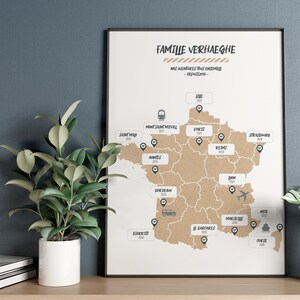 Personalized map of France with visited cities, regions with date for travelers - Personalized gift idea - Travel poster