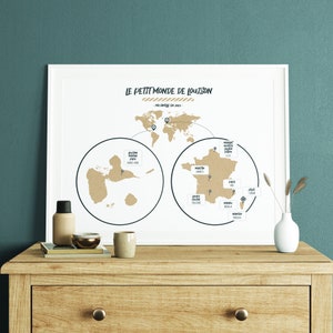 Personalized travel poster - World map with zoom on several countries - Traveler gift idea for all destinations - Unique world map