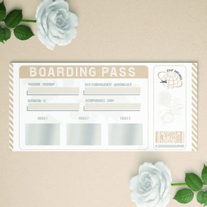 Carte à gratter planning EVJF ou EVG billet de voyage, cadeau future mariée, enterrement de vie de jeune fille, animation evjf evg
