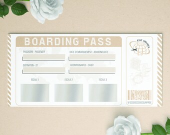 Carte à gratter planning EVJF ou EVG billet de voyage, cadeau future mariée, enterrement de vie de jeune fille, animation evjf evg
