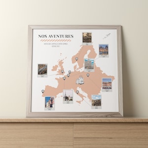 Poster Voyage en Europe avec photos personnalisé - Idée cadeau pour voyageurs - Affiche de voyage personnalisable - Décoration murale voyage
