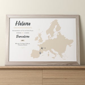 Überraschungs-Reiseposter für Junggesellinnenabschied - Personalisierte Europakarte - Originelles Geschenk für zukünftigen Bräutigam, Reisenden und Trauzeugen