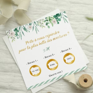 Carte à gratter ANNONCE GROSSESSE personnalisée, eucalyptus, cadeau pour grand-père, grand-mère, future tante, oncle