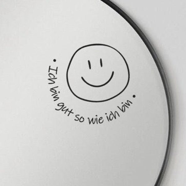 Aufkleber Spiegel | Spruch "Ich bin gut so wie ich bin" | Personalisierter Sticker | Smiley |Badezimmer Aufkleber | Deko für Badezimmer