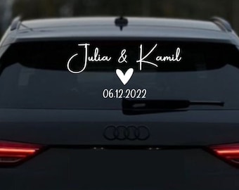 Just Married | Frisch Verheiratet | Autoaufkleber | Hochzeitsaufkleber | Hochzeit |  Personalisiert mit Namen | Auto | Hochzeit | Dekoration