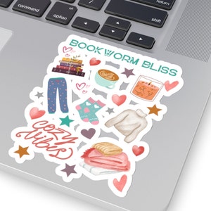 Bookworm Bliss sticker, bookish sticker, book lover sticker, book club sticker, reader gift, book lover gift