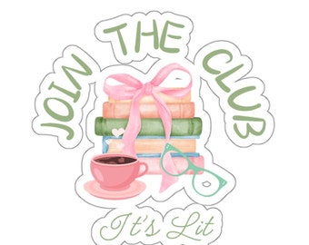 book club sticker, book club lover, coquette sticker, pink sticker, book sticker Kindle sticker, laptop sticker, bookish sticker, readers