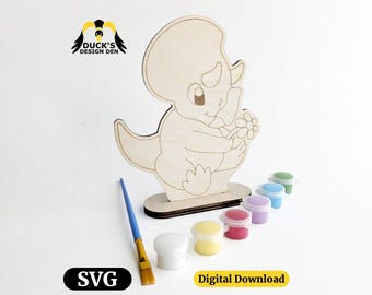 Dinosaur Paint Kit, Triceratops Paint Kit SVG, Laser cut design file, glowforge design file, craft show laser design, loot bag design file