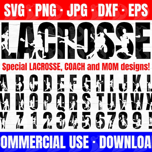 Lacrosse alphabet, SVG Font for Lacrosse, Lacrosse Mom, Lacrosse Coach, Lacrosse SVG Alphabet, Lacrosse gift