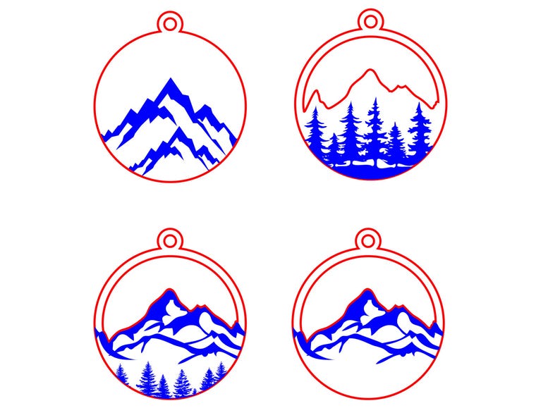 Nature Pendant SVGs, mountain pendant design, tree necklace svg, open back mountain pendant epoxy resin bezel image 4