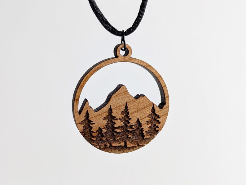 Nature Pendant SVGs, mountain pendant design, tree necklace svg, open back mountain pendant epoxy resin bezel image 7