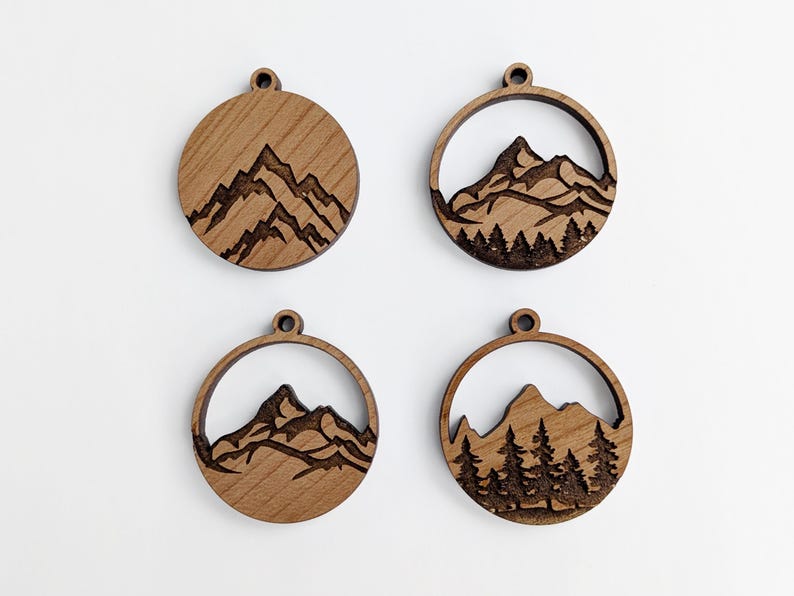 Nature Pendant SVGs, mountain pendant design, tree necklace svg, open back mountain pendant epoxy resin bezel image 9