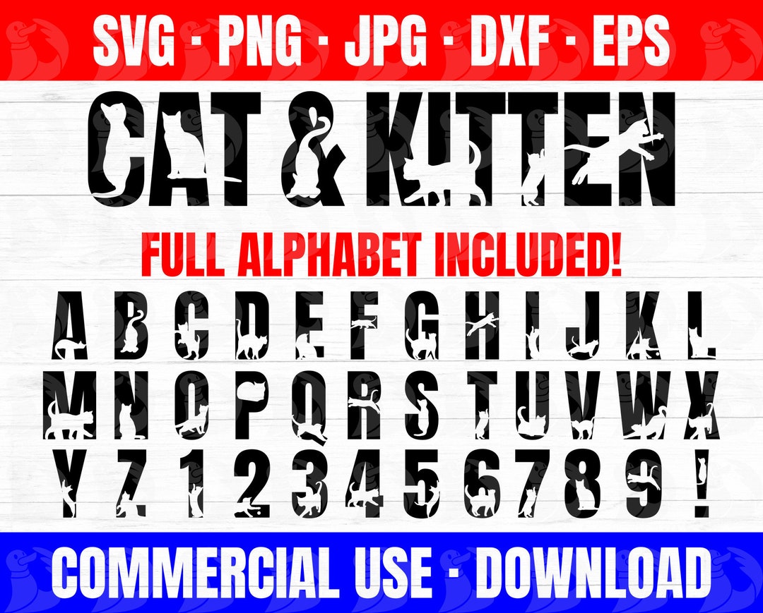 Cat Alphabet Svg, Kitten Svg Alphabet, Cat Letters, Kitten Letters, Cat