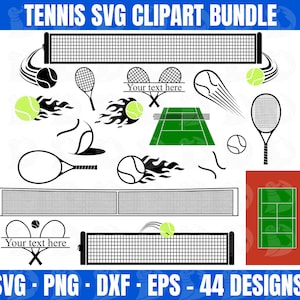 Tennis clipart SVG bundel, tennisrackets, tennisballen, tennis SVG, tennisbaan png, tennisnet SVG
