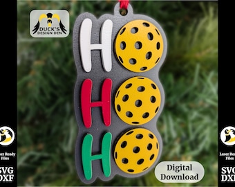 Pickleball Ornament Laser file, Ho Ho Ho Pickleball SVG, Christmas pun ornament, dopamine decor, laser cut funny pickleball design