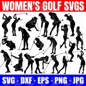 Paquete SVG de golf para mujeres, golfistas femeninas, siluetas de golf para niñas, imágenes prediseñadas de golf femeninas, pngs de golf para mujeres, imágenes prediseñadas de golf para niñas