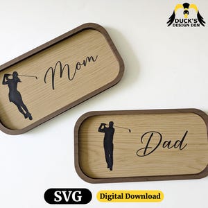 Bandeja para guardar baratijas de golf, bandeja para guardar todo para mamá, bandeja para llaves para papá, diseño cortado con láser para el Día del Padre, grabado láser para el Día de la Madre, decoración del hogar DIY