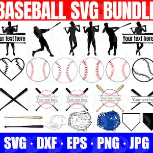 Baseball Clipart SVG Bundle, Baseballs, Baseball Glove, Baseball Bat, Baseball Split Monogram, Baseball Player Silhouettes