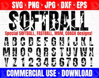 Softball alphabet SVG designs, women's softball, girls fastball, Fastball SVGs, Softball Mom PNG, Fastball Coach,Fastball alphabet, baseball