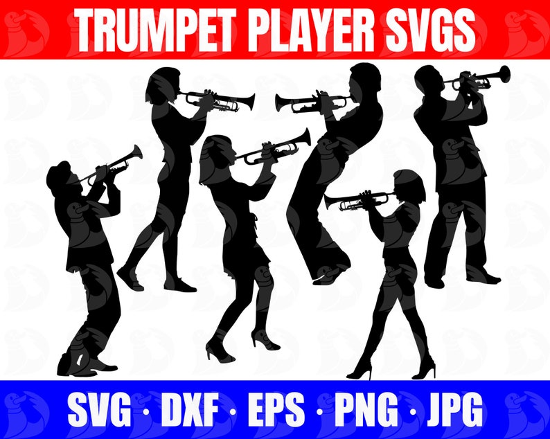 Trumpet Player SVG Bundle, Trumpet Player Silhouette Svgs, Jazz Svg ...