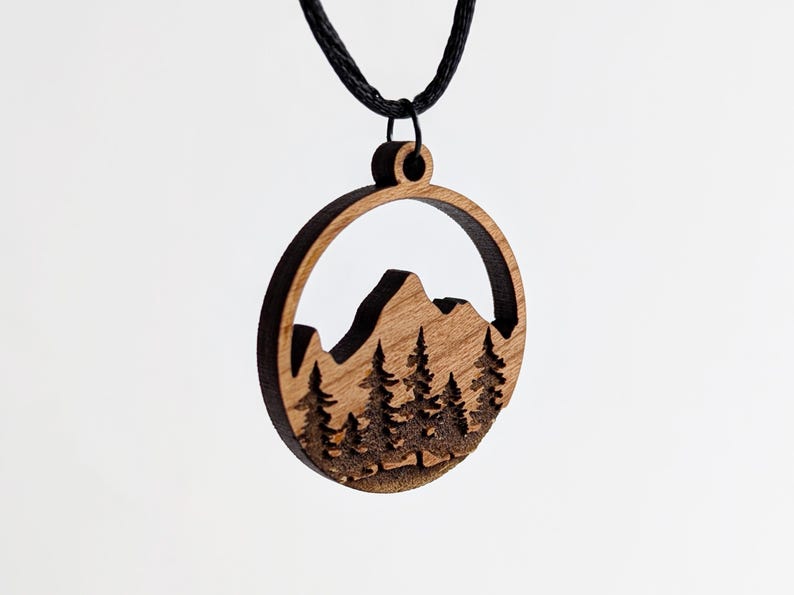 Nature Pendant SVGs, mountain pendant design, tree necklace svg, open back mountain pendant epoxy resin bezel image 8