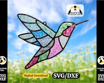 Hummingbird Suncatcher SVG/DXF | Laser Cut Frame for Resin or Acrylic | Window Decor | Memorial or Bird Lover Gift | Digital Download