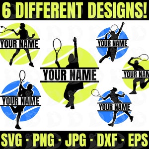 Personalisiertes Tennis SVG-Monogramm, Split-Monogramm, benutzerdefinierte Tennis, Tennisspielerin svg für Hemden, Wasserflaschen, Ornamente
