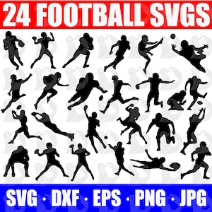 Paquete SVG de jugador de fútbol, imágenes prediseñadas de jugador de fútbol, PNG de fútbol, Cricut de fútbol americano