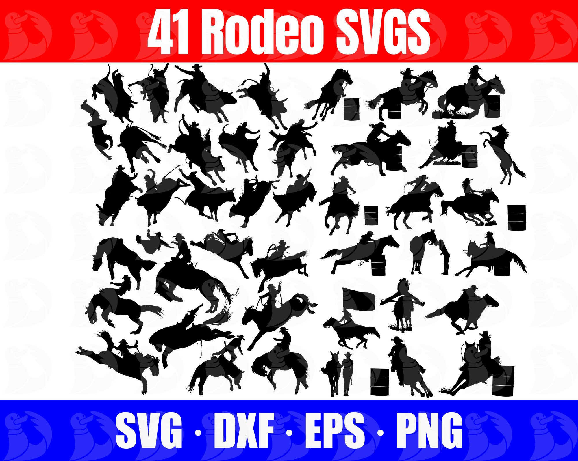 Rodeo SVG bundle, barrel racing svg, bronc riding svg, bull riding svg, cowboy silhouettes, cowgirl silhouettes, rodeo clipart,