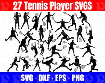 Tennis SVG Bundle, Tennis SVGs, Women tennis players, Men tennis players, realistic Tennis silhouette, Girl tennis players