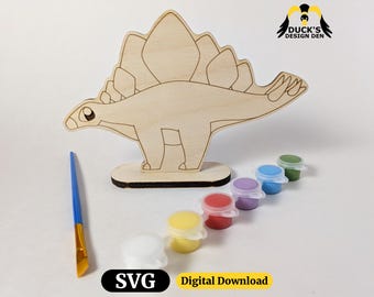 Dinosaur Paint Kit SVG, Stegosaurus Paint Kit, Laser cut design file, glowforge design file, craft show laser design, loot bag design file