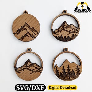 Nature Pendant SVGs, mountain pendant design, tree necklace svg, open back mountain pendant epoxy resin bezel