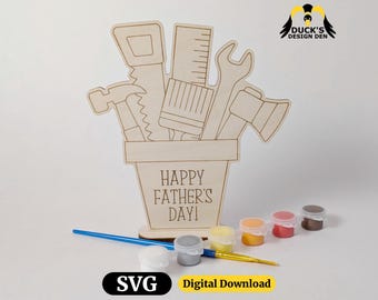 Kit de pintura para el Día del Padre SVG, archivo de diseño cortado con láser, archivo de diseño Glowforge, diseño láser para exhibición de manualidades, archivo de diseño de bolsa de botín, día de la madre