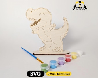 T‑Rex Paint Kit SVG – Dinosaur Laser Cut Paintable Design File for Kids & Adults