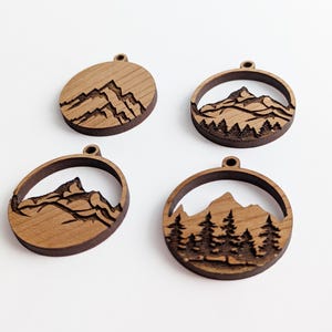 Nature Pendant SVGs, mountain pendant design, tree necklace svg, open back mountain pendant epoxy resin bezel image 10