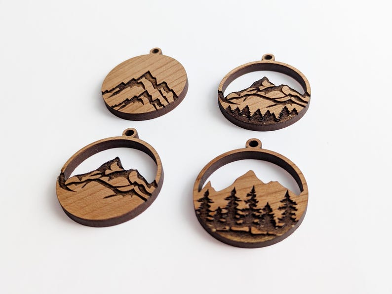 Nature Pendant SVGs, mountain pendant design, tree necklace svg, open back mountain pendant epoxy resin bezel image 10