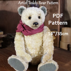 Modello orsacchiotto 14'' OOAK Mohair snodato orsacchiotto cartamodello PDF Mohair classico orsacchiotto fai da te modello artigianale Teddy Design