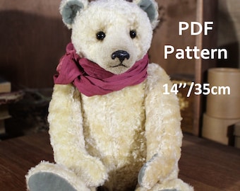 14" Mohair Jointed Teddy Bear Sewing Pattern: Classic OOAK Design (PDF Pattern)