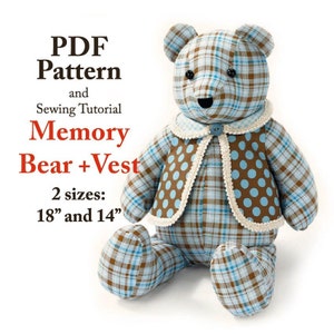 Memory Bear Pattern Easy 14 Sewing Pattern Simple Bear Pattern Sewing Pattern  Teddy Bear Pattern Keepsake Bear Sewing Toy Patchwork Bear 