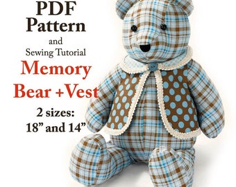 Einfachheit A2115 Pattern Memory Bear Schnittmuster Gedenkbär Erinnerungsbär Schnittmuster DIY Stoffbär Patchwork Bär Muster