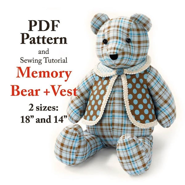 Simplicity A2115 Pattern Memory Bear Sewing Pattern Memorial Bear Keepsake Bear Sewing Pattern DIY Stuffed Bear Patchwork Bear Easy Pattern