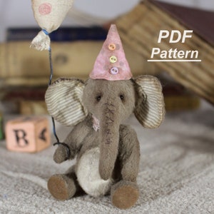 Mini Teddy Bear Pattern 4&quot; Elephant Artist Gift Artist Teddy Bear Collectible Toys Mini Teddy Bear Miniature Mini Teddy Remembrance Gift