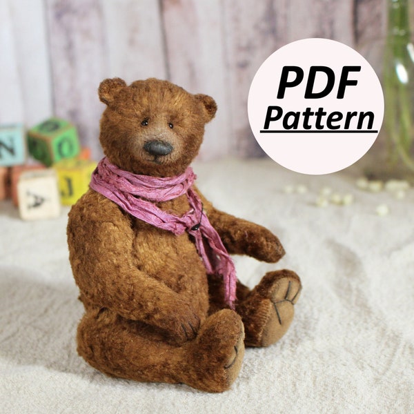 Klassisches Vintage Teddybär-Muster zum Nähen Teddybär-Schnittmuster PDF-Muster Plüschteddybär-Muster Künstlerplüschbär PDF-Muster