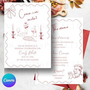 Italian Themed Dinner Party Invitation Template - Dinner Party Invite - Pasta Night Invitation - Pizza Night Invitation - Dinner Party