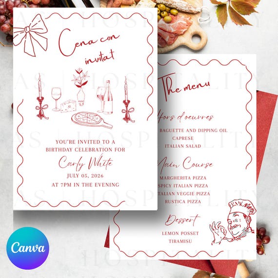 Italian Function Invitations Italian Themed Dinner Party Invitation Templates ITALIAN WEDDING