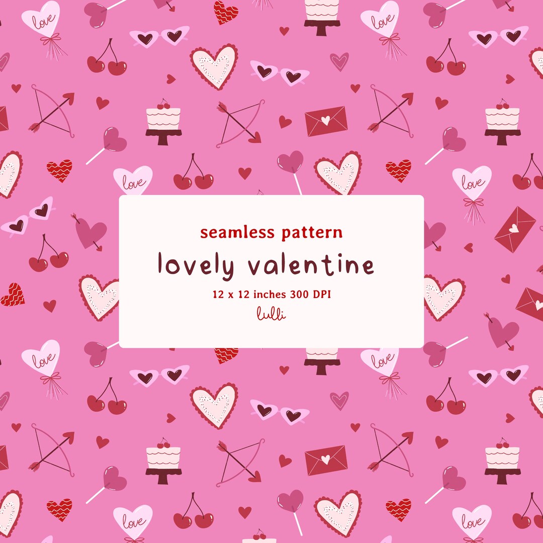 Pink Valentine's Day Lovely Seamless Pattern Ribbon Romantic Love ...