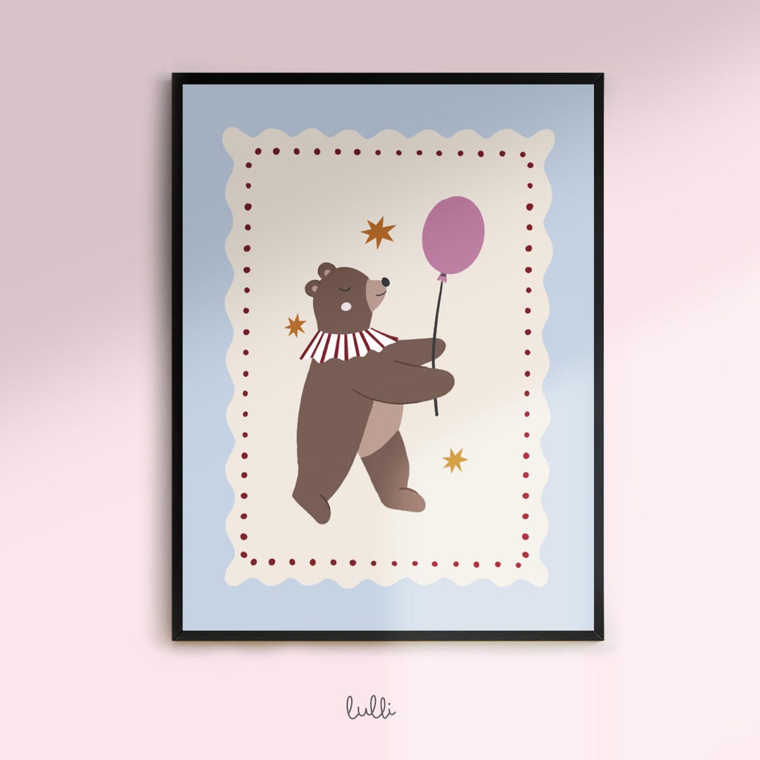 Vintage Circus Bear Print, Vintage Kids Playroom Poster, Nursery Wall ...
